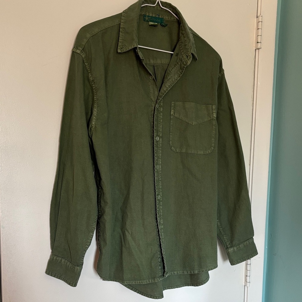 Fresh Produce Olive Green Shirt Jacket size Large (marked XS)